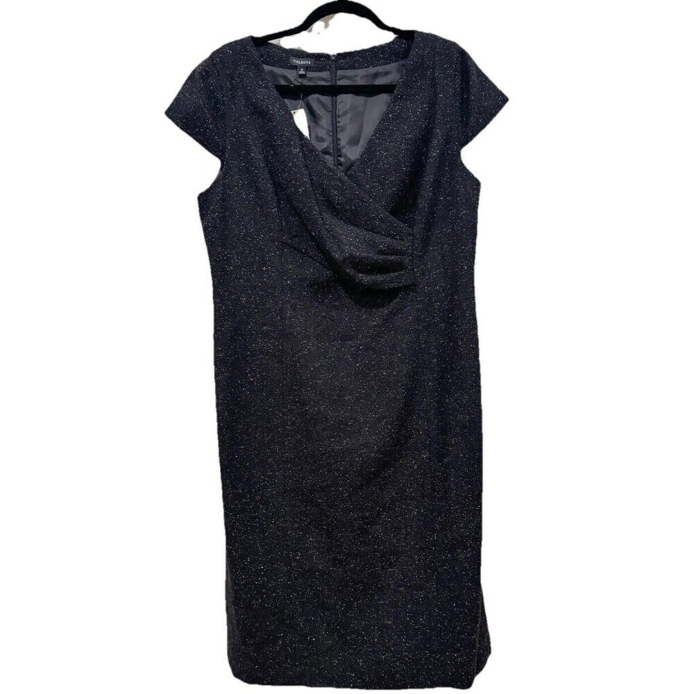 Talbots Women’s Tweed Wool Silk Blend Sheath Dress Women’s 12 Black Multi-color